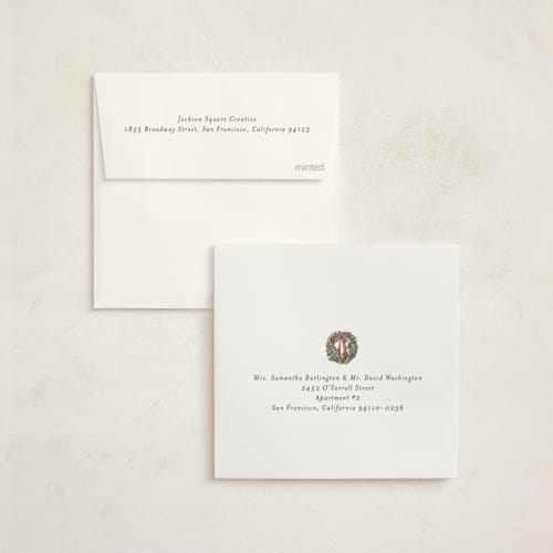 This is a evergreen foil pressed holiday cards with foil pressed by Jelena Vuletic called everleigh printing on signature in square