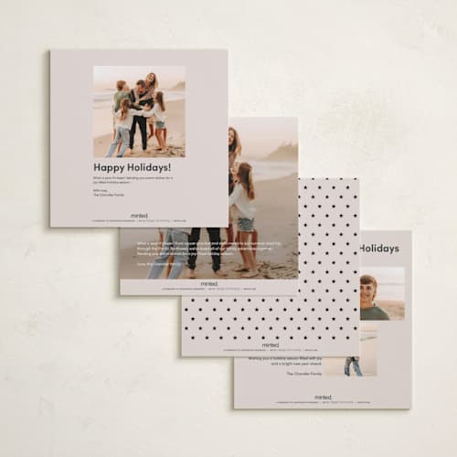 This is a champagne foil pressed holiday cards with foil pressed by Ilene Guy called ny cheers printing on recycled smooth signature in square