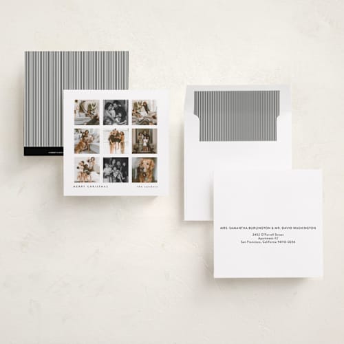 This is a snow holiday photo cards with standard by Lucrecia Caporale called the keepsake grid printing on recycled smooth signature in square