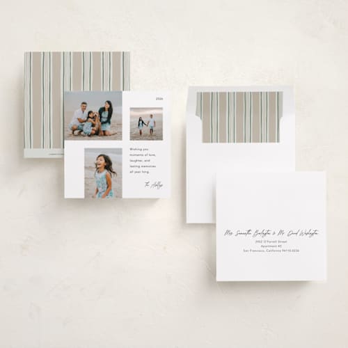 This is a winter holiday photo cards with standard by Kelly Williams called lasting memories printing on recycled smooth signature in square