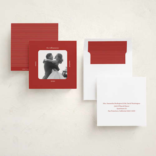 This is a berry holiday photo cards with standard by Beth Vassalo called vintage square printing on recycled smooth signature in square