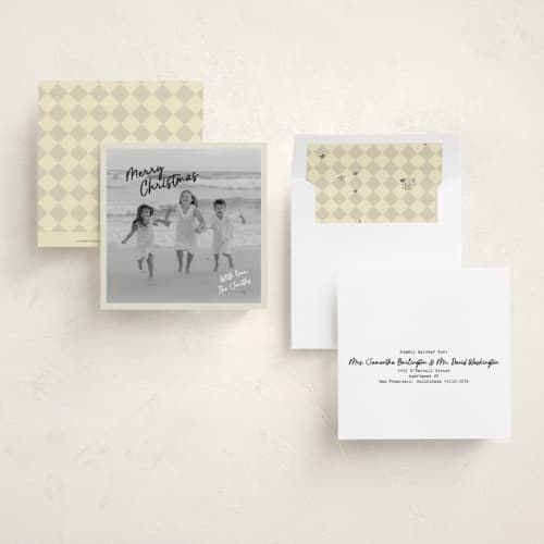 This is a ink holiday photo cards with standard by Helena Vitto called old is cool christmas printing on recycled smooth signature in square