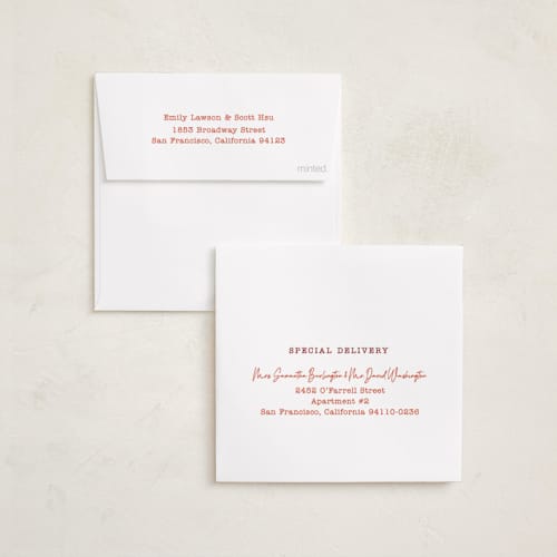 This is a rouge holiday photo cards with standard by Jeremy called keepsake printing on recycled smooth signature in square