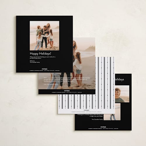 This is a charcoal holiday photo cards with standard by Lucrecia Caporale called merry & minimal style printing on recycled smooth signature in square
