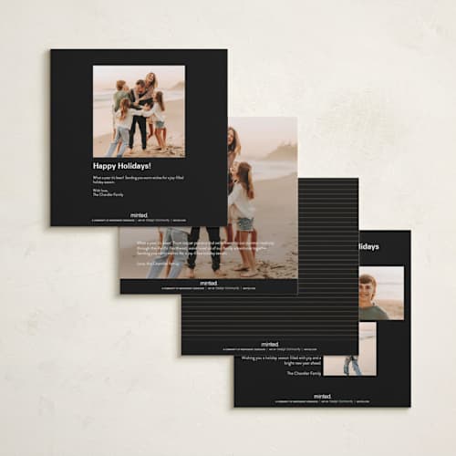This is a midnight holiday photo cards with standard by Bethan called kodak printing on recycled smooth signature in square