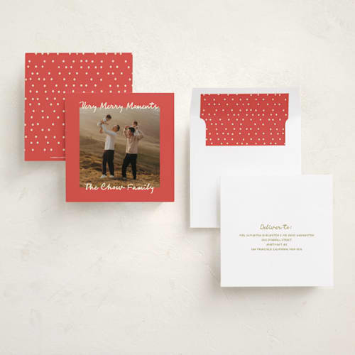 This is a stocking holiday photo cards with standard by Jelena Vuletic called merribelle printing on recycled smooth signature in square