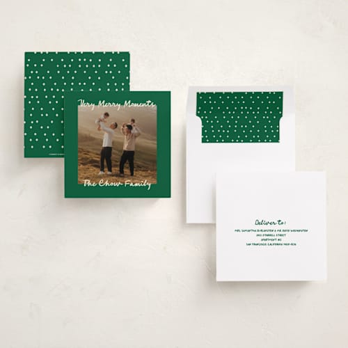 This is a spruce holiday photo cards with standard by Jelena Vuletic called merribelle printing on recycled smooth signature in square