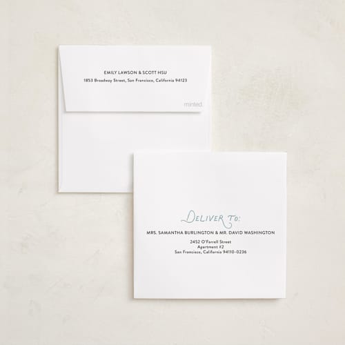 This is a snow holiday photo cards with standard by Lindsay Megahed called bright script printing on recycled smooth signature in square