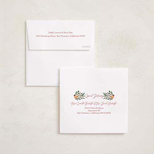 This is a winter rose holiday photo cards with standard by Elly called garden folk printing on recycled smooth signature in square
