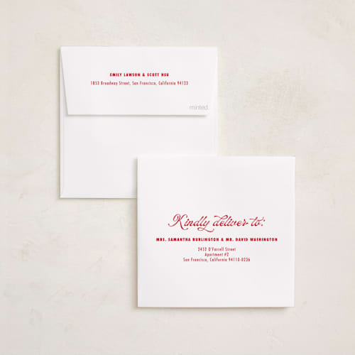 This is a candy cane holiday photo cards with standard by Tamara Hilje called chunky printing on recycled smooth signature in square