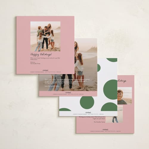 This is a candy cane holiday photo cards with standard by Christie Garcia called circale printing on recycled smooth signature in square