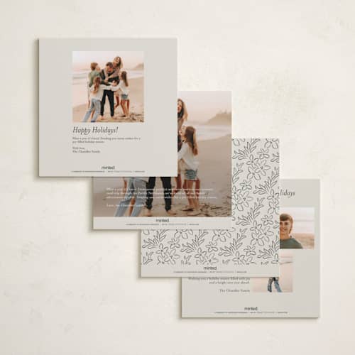 This is a charcoal holiday photo cards with standard by Jenny Millington called ornate floral printing on recycled smooth signature in square