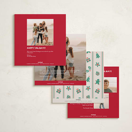 This is a raspberry holiday photo cards with standard by Anna Black called full square printing on recycled smooth signature in square