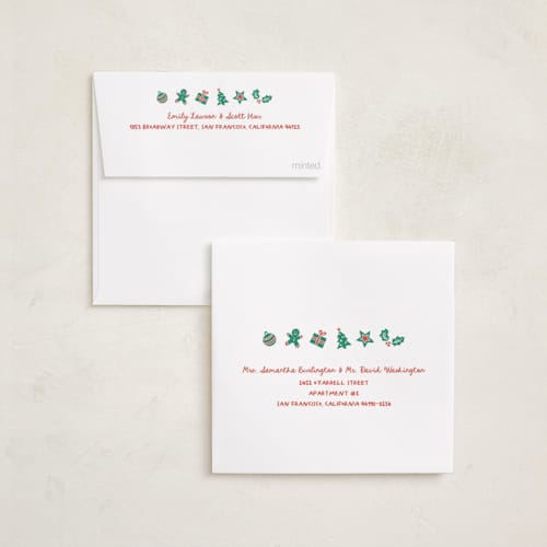 This is a raspberry holiday photo cards with standard by Anna Black called full square printing on recycled smooth signature in square