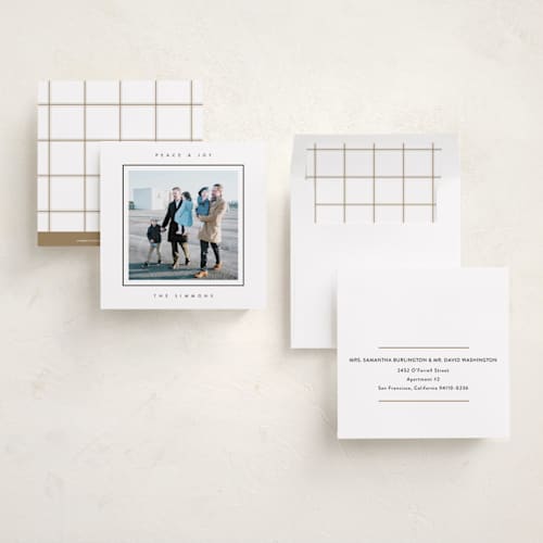 This is a starlight holiday photo cards with standard by Lucrecia Caporale called minimal border printing on recycled smooth signature in square
