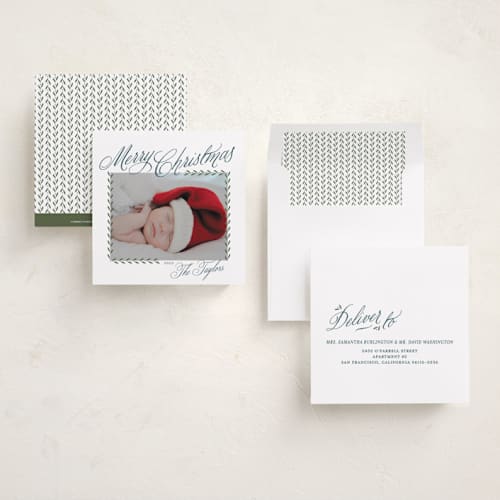This is a winter garden holiday photo cards with standard by Alston Foster called merry classic printing on recycled smooth signature in square
