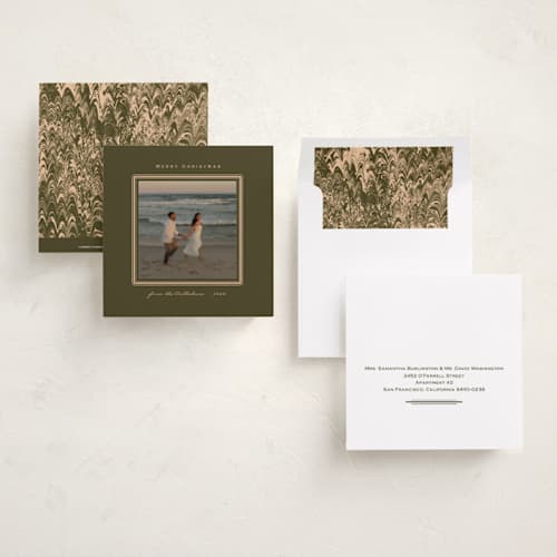 This is a olive branch holiday photo cards with standard by Studio Suku called vintage photo printing on recycled smooth signature in square