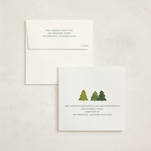 This is a snow holiday photo cards with standard by Sumak Studio called skier printing on signature in square