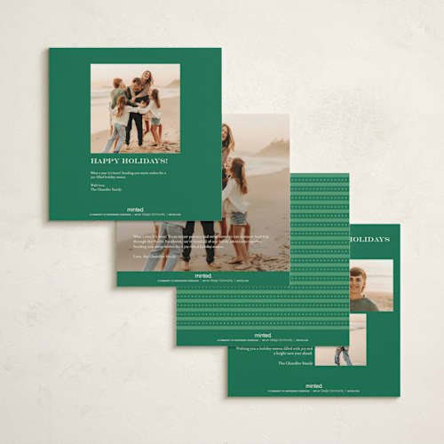 This is a evergreen holiday photo cards with standard by Anastasia Makarova called woven wonders printing on signature in square