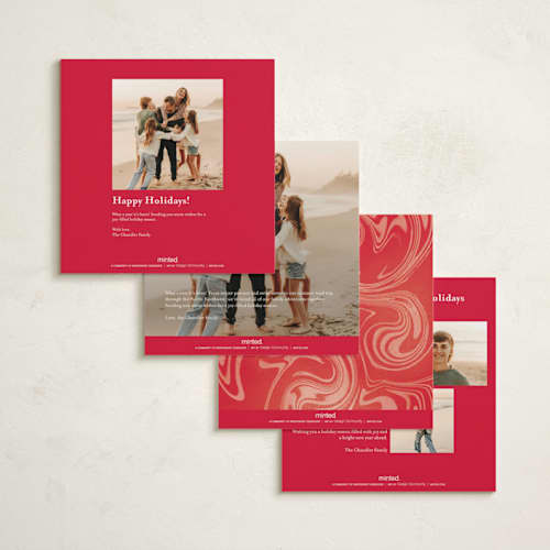 This is a candy cane holiday photo cards with standard by Gwen Bedat called candyland printing on signature in square