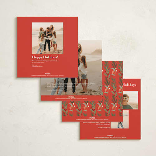 This is a cherry holiday photo cards with standard by Elly called festive winter printing on signature in square