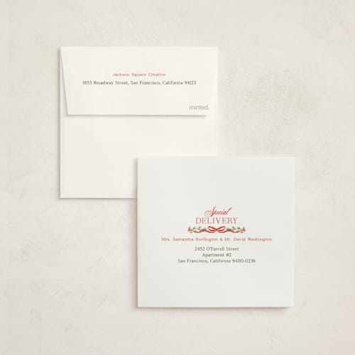 This is a cherry holiday photo cards with standard by Elly called festive winter printing on signature in square