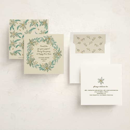 This is a butterscotch holiday photo cards with standard by Kanika Mathur called sketched wreath printing on signature in square