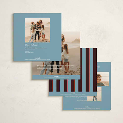 This is a chambray holiday photo cards with standard by Megan Davis called polo printing on signature in square