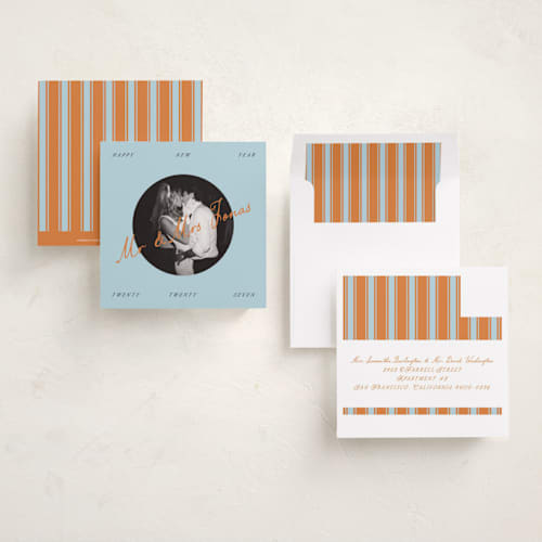 This is a frost holiday photo cards with standard by Claudia Orengo called our song printing on recycled smooth signature in square