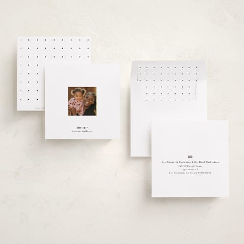 This is a snow holiday photo cards with standard by Gwen Bedat called blank slate printing on recycled smooth signature in square
