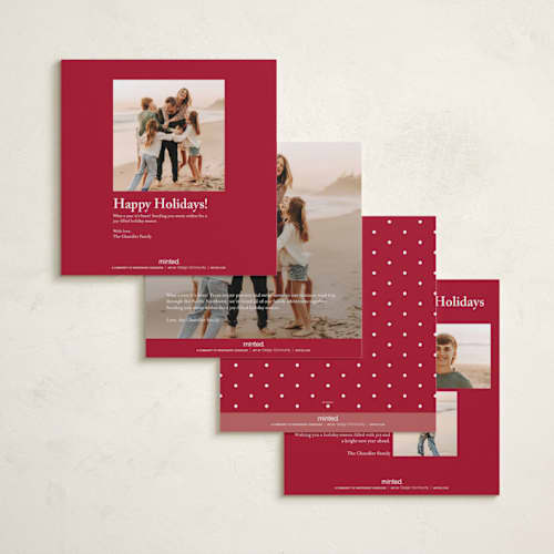 This is a snowflake holiday photo cards with standard by Roopali called mickey bauble printing on recycled smooth signature in square