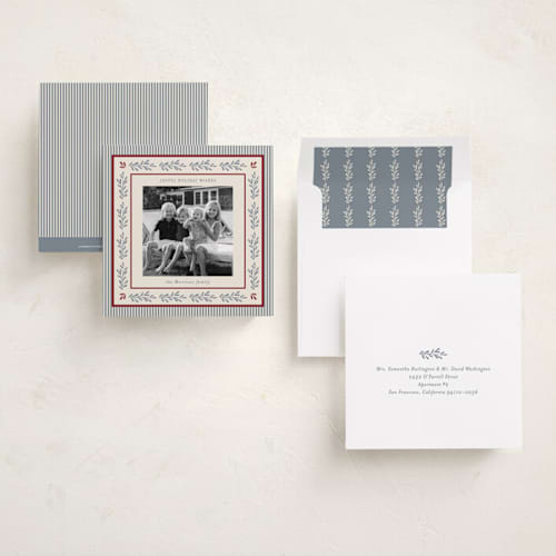 This is a blue jay holiday photo cards with standard by Angela Garrick called tennessee printing on recycled smooth signature in square