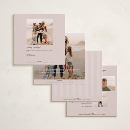 This is a beach rose holiday photo cards with standard by Everett Paper Goods called coastal garland printing on recycled smooth signature in square