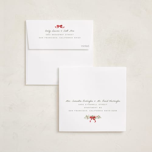 This is a winter mint holiday photo cards with standard by Everett Paper Goods called coastal garland printing on recycled smooth signature in square
