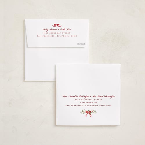 This is a beach rose holiday photo cards with standard by Everett Paper Goods called coastal garland printing on recycled smooth signature in square