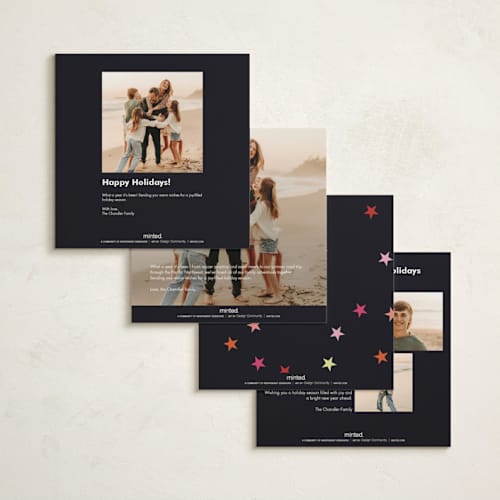 This is a bubblegum holiday photo cards with standard by Morgan Kendall called disco printing on signature in square