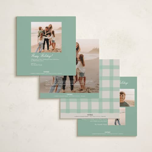 This is a mint holiday photo cards with standard by Elly called modern cottage printing on recycled smooth signature in square