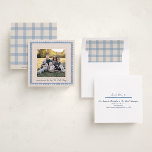 This is a sky holiday photo cards with standard by Elly called modern cottage printing on recycled smooth signature in square