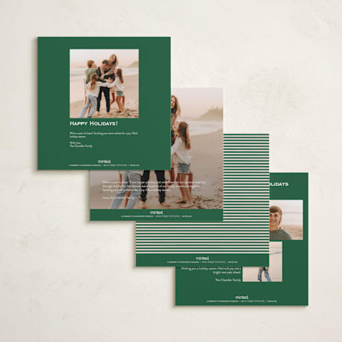 This is a pine holiday photo cards with standard by Annie Shapiro called spirit printing on recycled smooth signature in square
