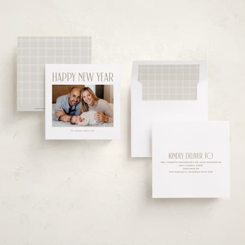 This is a snow holiday photo cards with standard by Angela Garrick called simple printing on recycled smooth signature in square