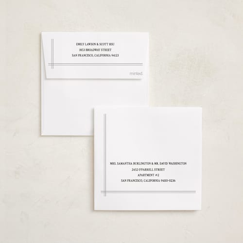 This is a linen holiday photo cards with standard by Jennifer Lew called lined printing on recycled smooth signature in square