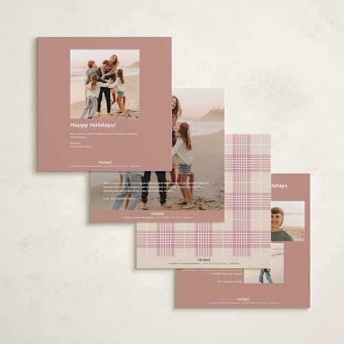 This is a cranberry holiday photo cards with standard by Mandy Lee called minimalist printing on recycled smooth signature in square