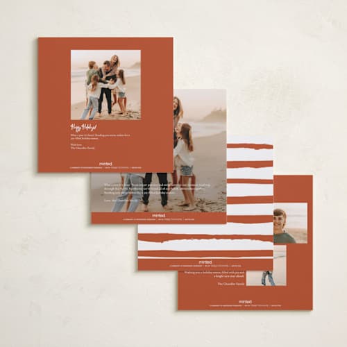 This is a candy cane holiday photo cards with standard by Stacey Day called brushed printing on recycled smooth signature in square