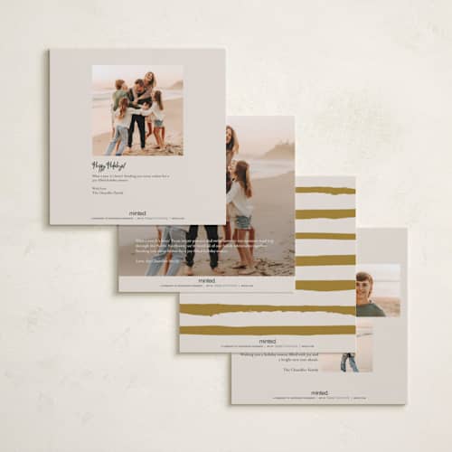 This is a camel holiday photo cards with standard by Stacey Day called brushed printing on recycled smooth signature in square