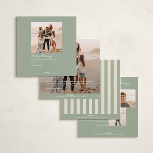 This is a sage holiday photo cards with standard by Lottie Aldarwish called the gentle greeting printing on recycled smooth signature in square