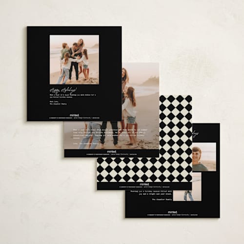 This is a midnight holiday photo cards with standard by Helena Vitto called happy old days printing on recycled smooth signature in square