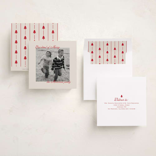 This is a champagne holiday photo cards with standard by Jelena Vuletic called jovial printing on recycled smooth signature in square
