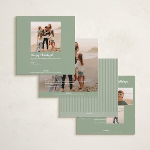 This is a frosted sage holiday photo cards with standard by JoAnn Jinks called modern frame printing on recycled smooth signature in square