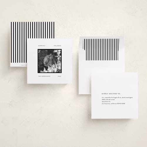 This is a charcoal holiday photo cards with standard by JoAnn Jinks called modern frame printing on recycled smooth signature in square