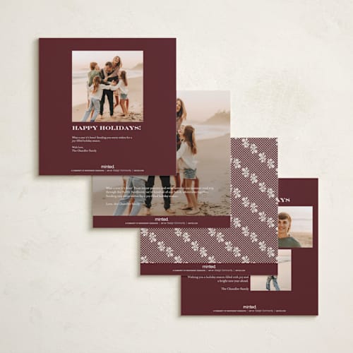 This is a mulled wine holiday photo cards with standard by Heather Schertzer called vintage doily printing on recycled smooth signature in square